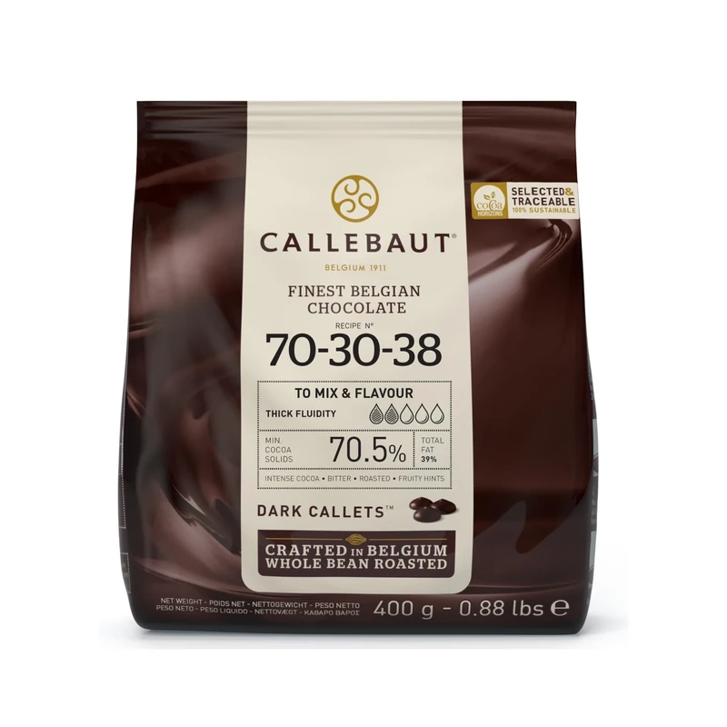 Callebaut Dark Chocolate Drops 70% 400g Bag