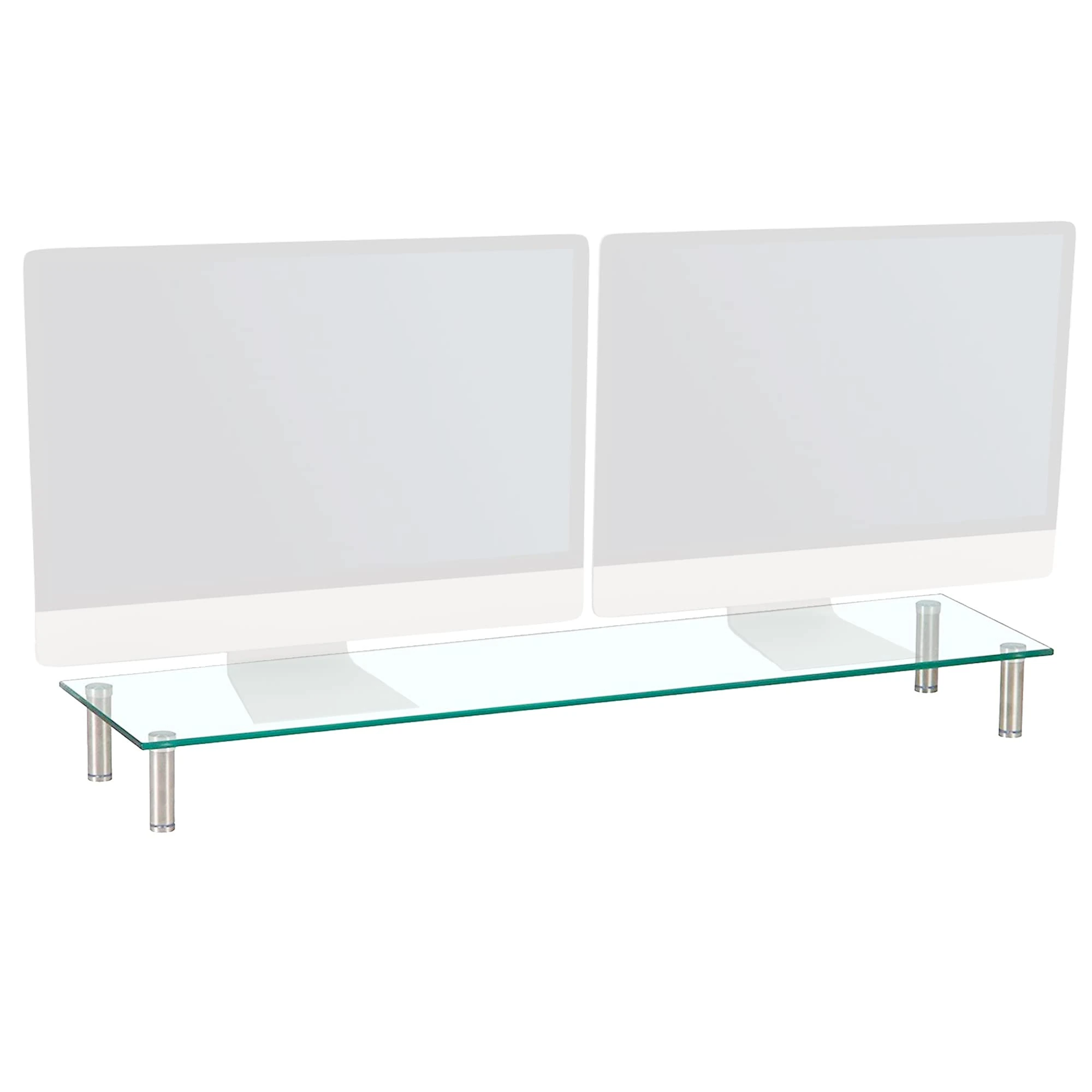 Charles Jacobs Dual/Twin Monitor Riser Stand - 100cm Wide - Clear 10cm Tall