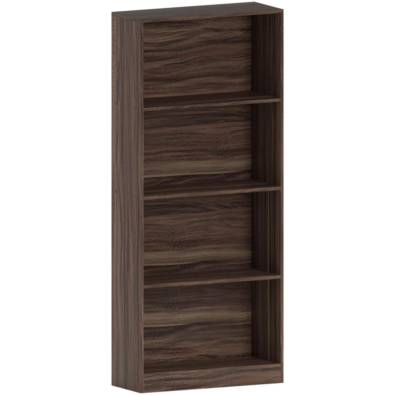 Vida Designs Cambridge 4 Tier Large Bookcase, Walnut Wooden Shelving Display Storage Unit Office Living Room Furniture