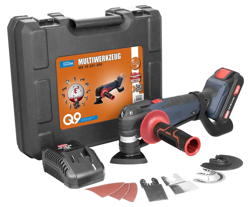 Güde 58516 MW 18-201-30K Multi-Tool 18 V E³ Battery System 2.0 Ah Battery 3.0 A Quick Charger 27-Piece Accessory Set - Image 1