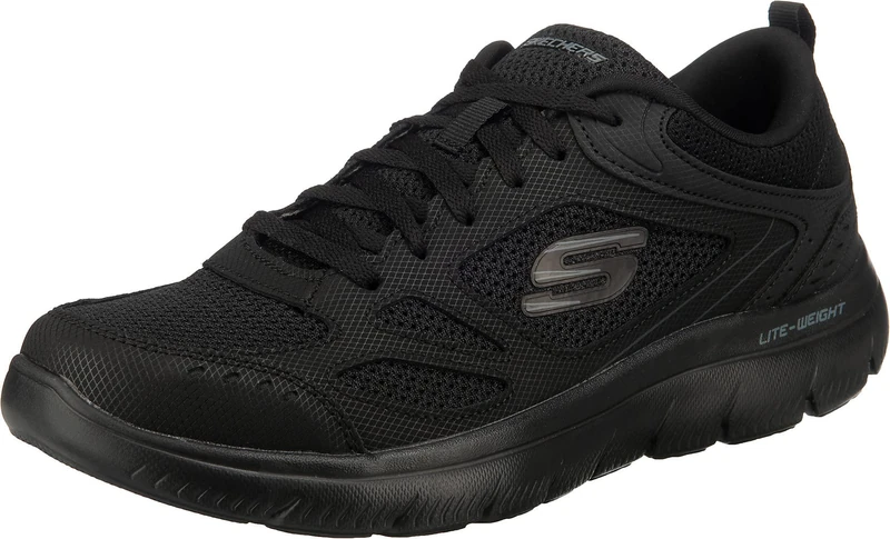 Skechers Men's Summits South Rim Trainers, Black Leather/Mesh/Trim, 9.5 UK