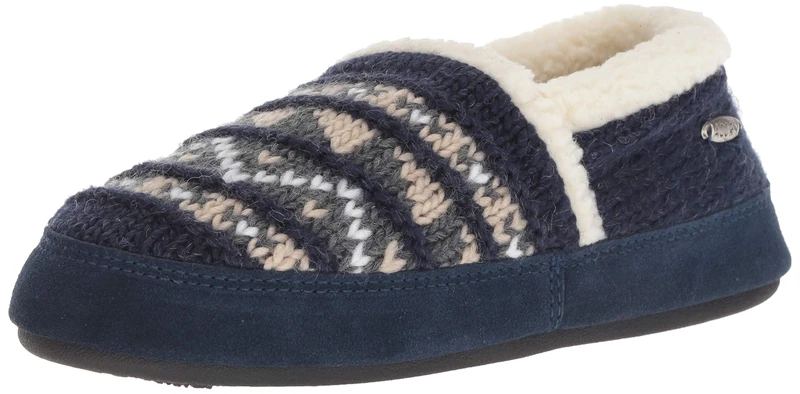 Acorn Women's Moc Slippers with Comfortable Cloud-Like Feel, Soft and Cozy Uppers and Non-Slip Sole, Nordic Blue, 4.5/5.5 UK