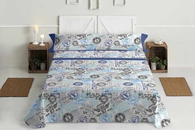 Gale Hayman Style Lois Bedding Set, Cotton-Polyester, Blue, Super King, 200 x 160 x 3 cm