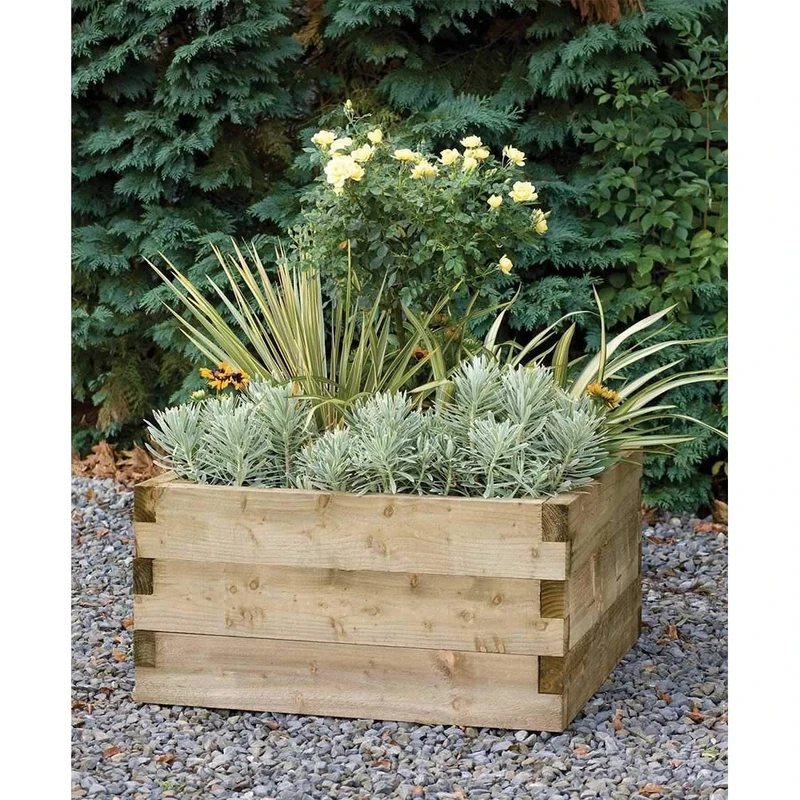 Forest Garden Caledonian Square Raised Bed 90 x 90 cm Wooden Planter