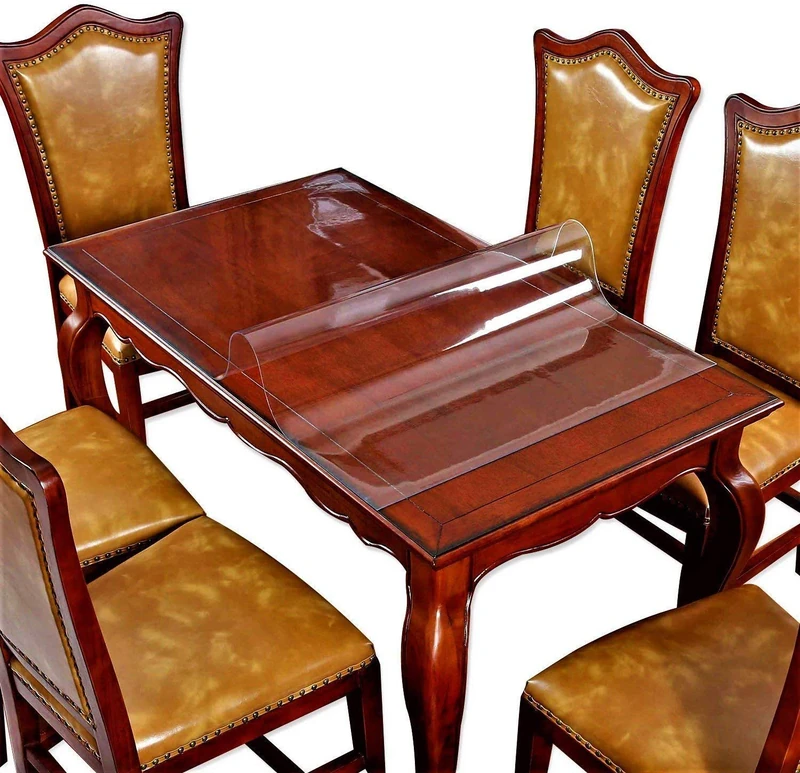 Wipeable Tablecloth Wood Furniture Coffee Table Protector Clear Plastic Tablecloth Vinyl Oblong Desk Top Protective Pad Thick Easy Clean Coffee Dining Tabletop PVC Cover Mat Polyester 36" x 72" 6ft