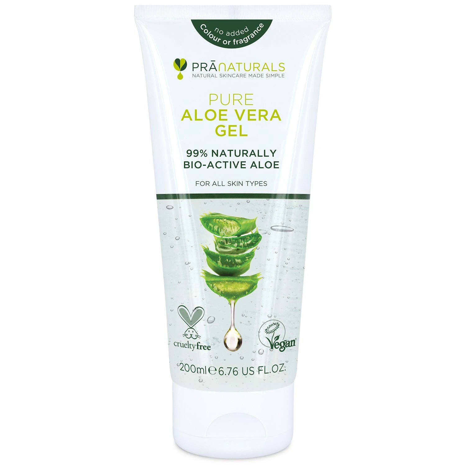 PraNaturals Pure Aloe Vera Gel 200ml – Soothing & Hydrating, Rich in vitamins, bug bites and minor burns, Ideal for all skin types, Cruelty-free & Vegan