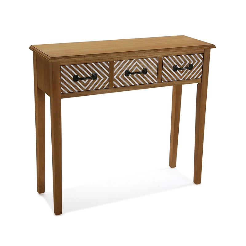 Versa Severn Narrow Furniture for Entrance or Hallway, Modern Console Table with 3 Drawers, Height 80 cm x Length 30 cm x Width 90.5 cm, Wood, Brown - Image 1