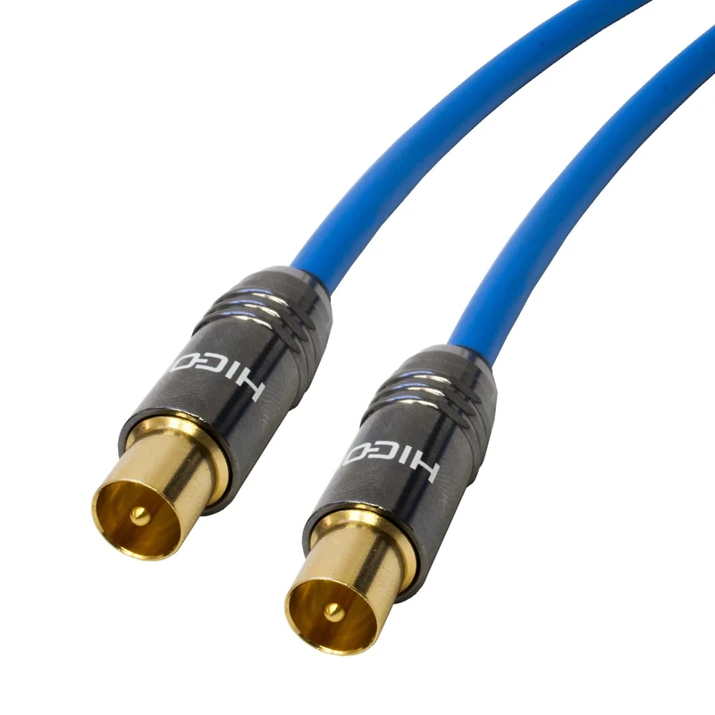 Premium TV Aerial Lead. 75ohm Van Damme Coax cable. Male to Male, Coaxial (10m, Blue)