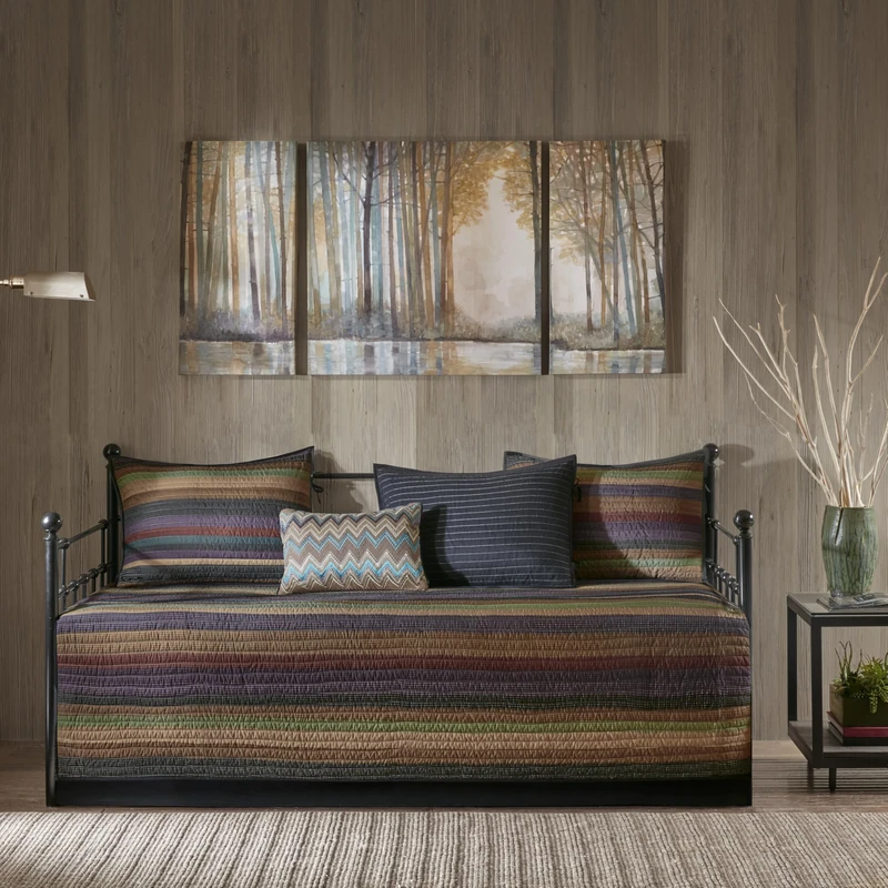 Madison Park All Season Bedding Set with Bedskirt, Matching Shams, Decorative Pillow, Cotton, Multicolor, Twin