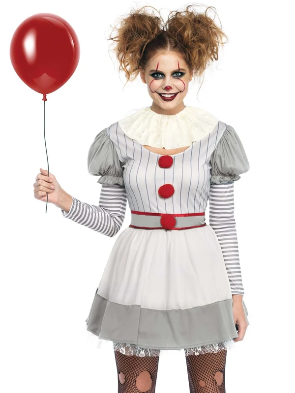 Leg Avenue Women's Creepy Clown Adult Costumes, Multicolor, S/M(UK 8-10)