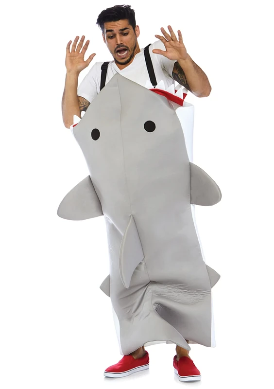Leg Avenue Men's Shark Attack Adult Costumes, Grey, One Size(UK 6-12)