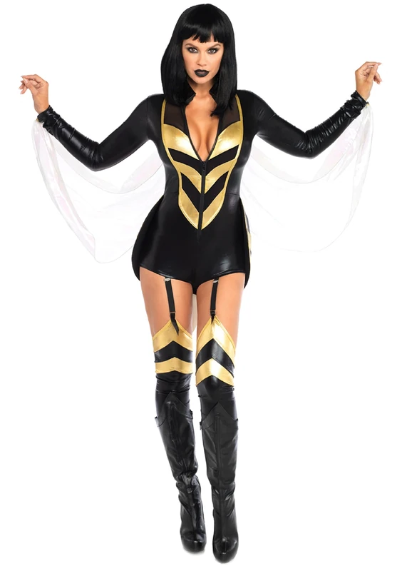 Leg Avenue Women's Hornet Wasp Honey Adult Costumes, Black, Gold, Large(UK 14-16)