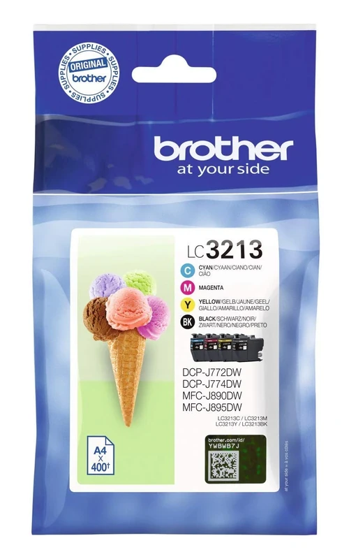 Brother LC-3213BK/LC-3213C/LC-3213M/LC-3213Y Inkjet Cartridge, Black/Cyan/Magenta/Yellow, Multi-Pack, High Yield, Includes 4 x Inkjet Cartridges, Brother Genuine Supplies