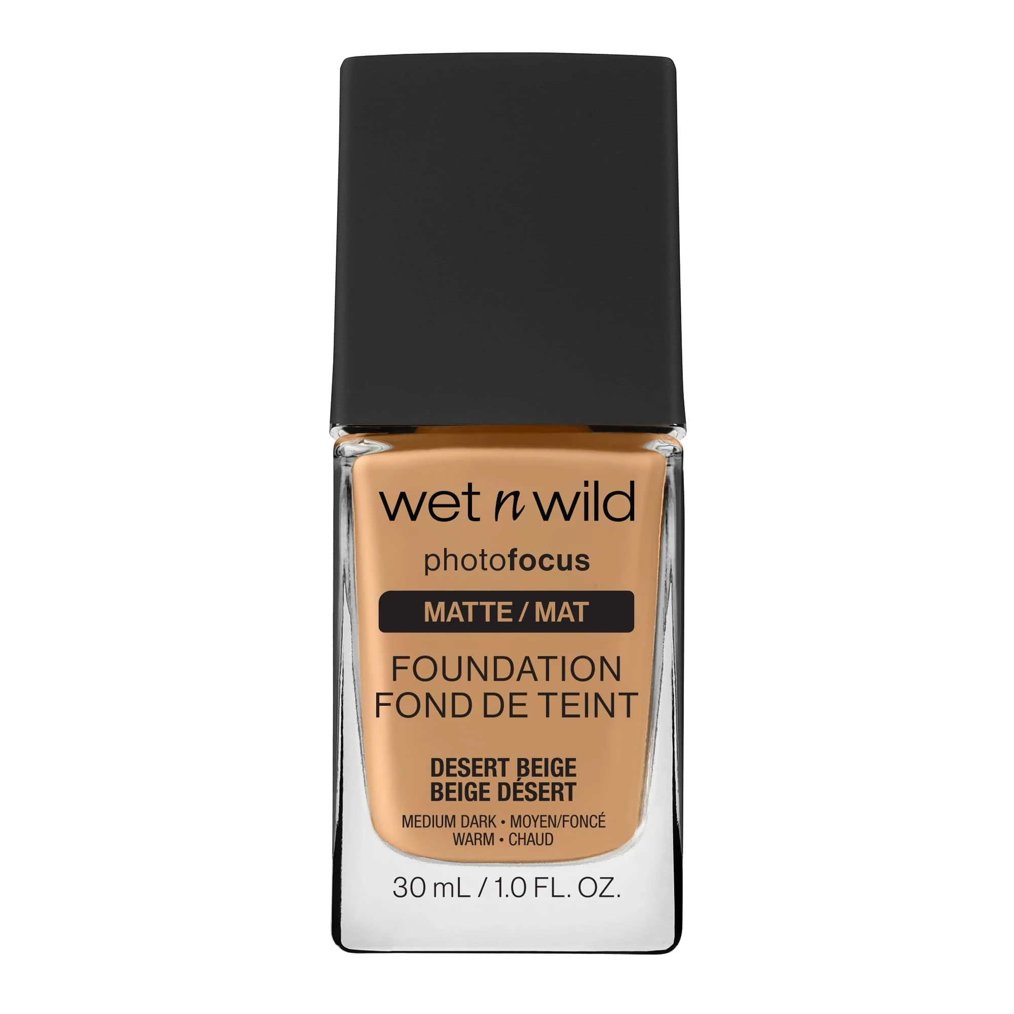 Wet n Wild, Photo Focus Foundation Matte, High-coverage Foundation with Light-adjusting Complex for a White Cast-free Effect and a Camera-ready Makeup, Matte Finish, Vegan, Desert Beige