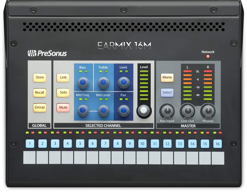 PreSonus EarMix 16M, 16x2, AVB-Networked Personal Monitor Mixer