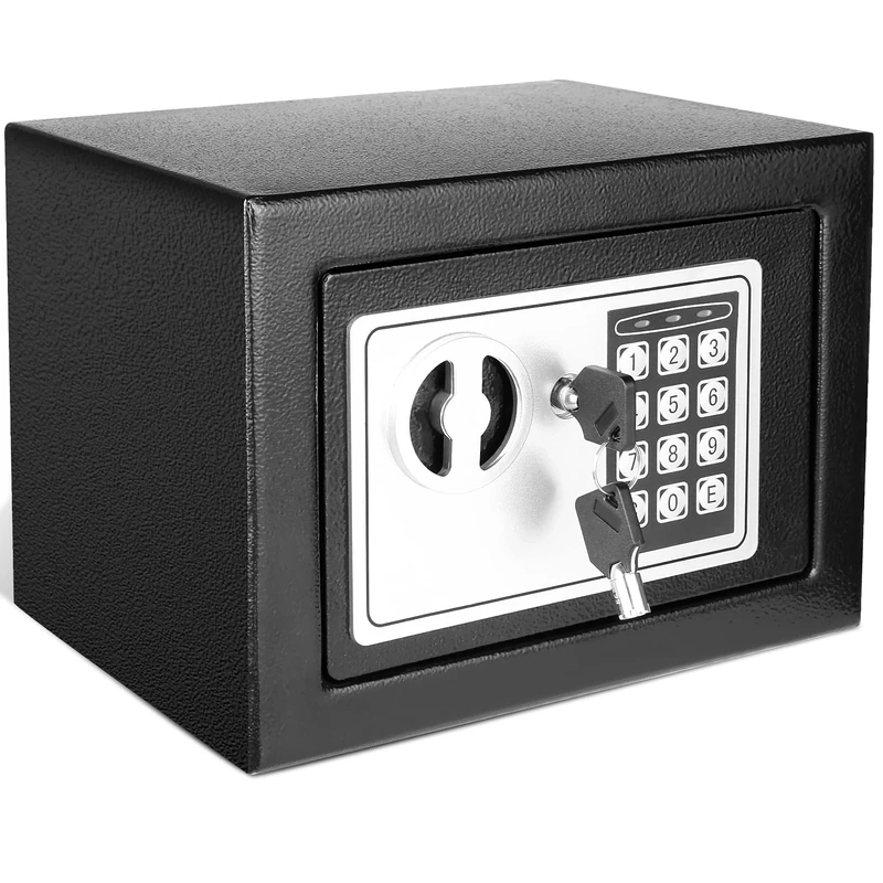 Himimi mini safe digital safe electronic safe wall safe security Home Office Money Cash Safety Box 2 Keys 23 x 17 x 17 cm, Black