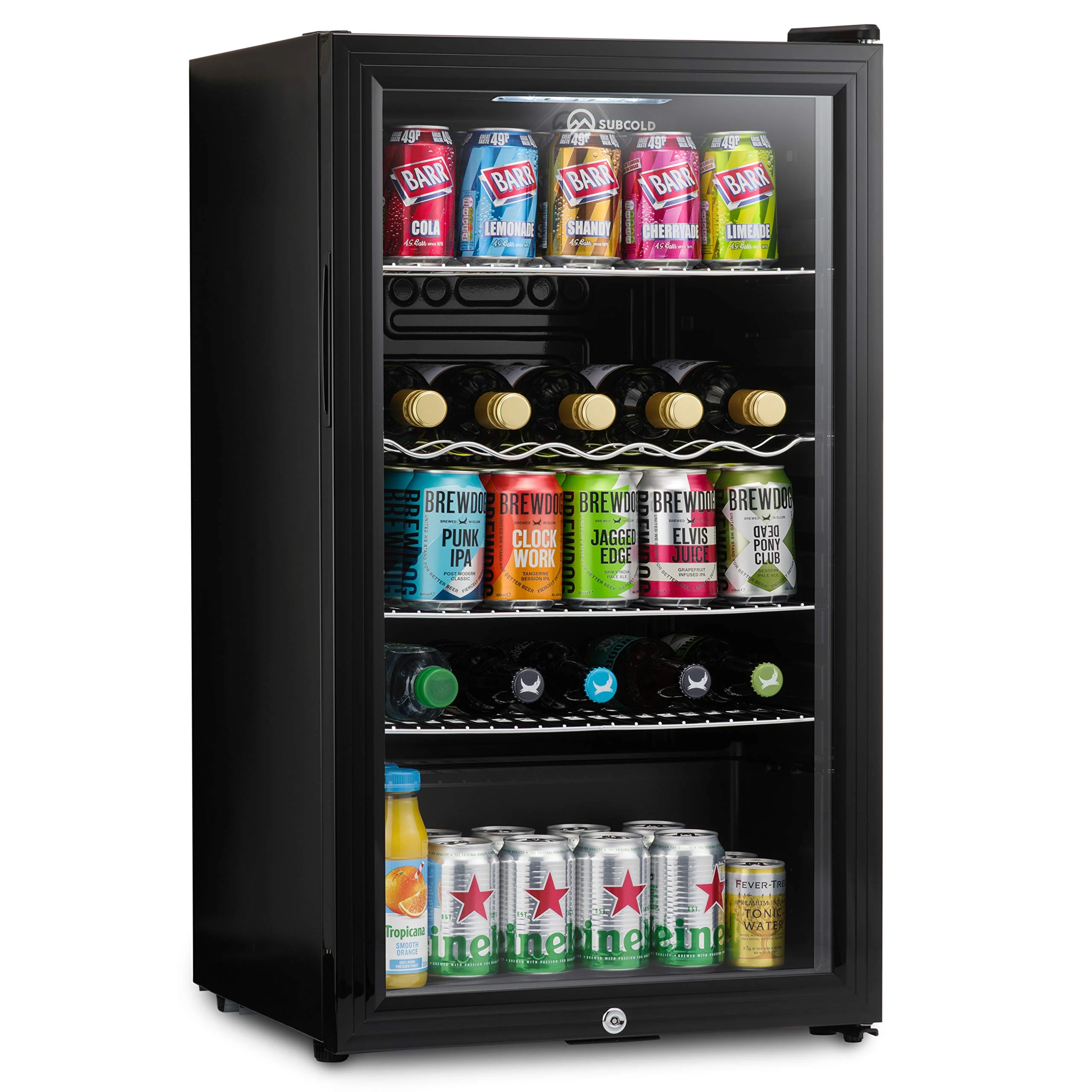 Subcold Super85 LED - Under-Counter Fridge | 85L Beer, Wine & Drinks Fridge | LED Light + Lock and Key | Energy Efficient (Black, 85L)…
