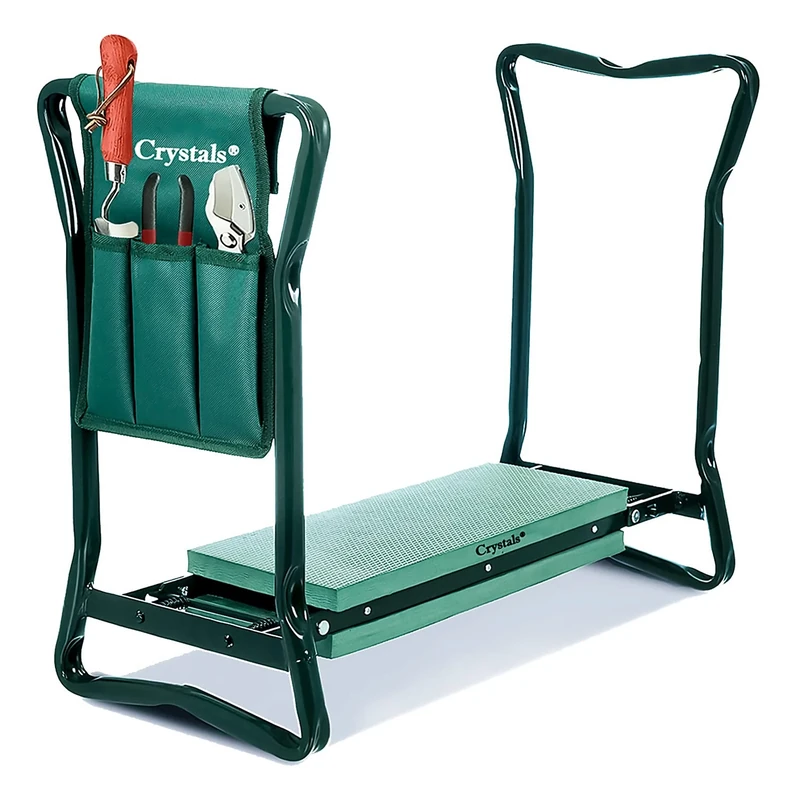 Crystals Heavy Duty Portable Foldable Foam Padded Garden Kneeler Gardening Knee Pad Metal Stool Seat