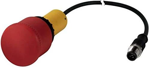 Eaton 185184 Halt/Emergency Stop Key Classic, Mushroom, 38 mm, pull release 2 ö 5 Pin Cable (Black) with M12 A Connector 0.2 m - Image 1