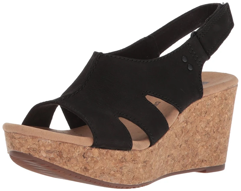 Clarks Women's Annadel Bari Platform, Black Nubuck, 10 Wide - Image 1