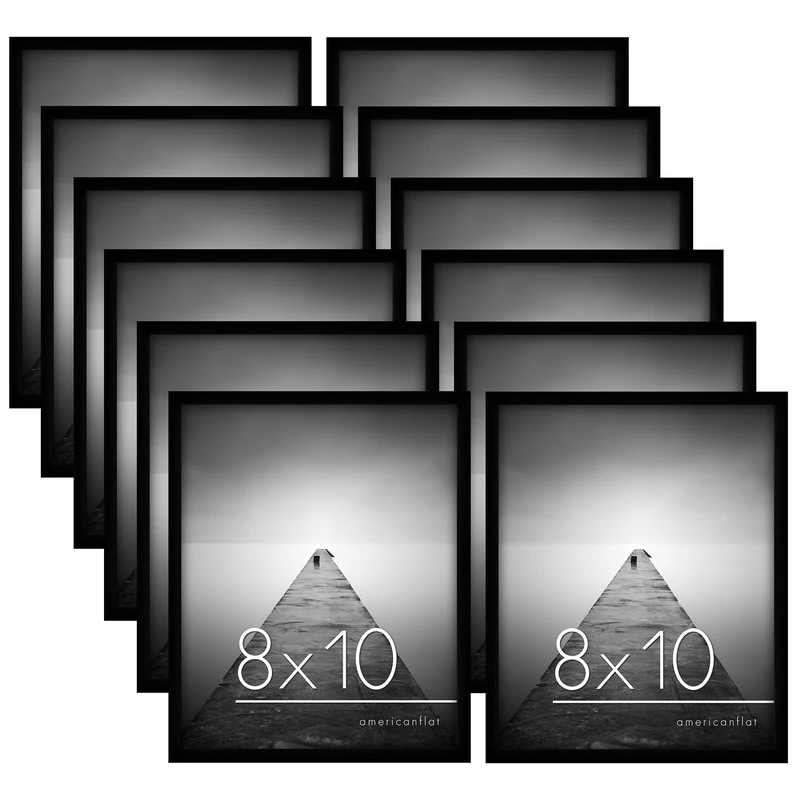 Americanflat 10x8 Photo Frames in Black - Set of 12 - Gallery Wall Picture Frame Set with Shatter-resistant Glass - Horizontal and Vertical Formats for Wall and Tabletop