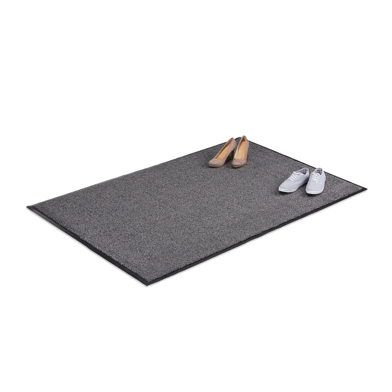 Relaxdays Grey Dirt Trapping Mat, Indoor Doormat, Large Dirt Catcher, Thin Door Mat, 120x180 cm, Black-Grey