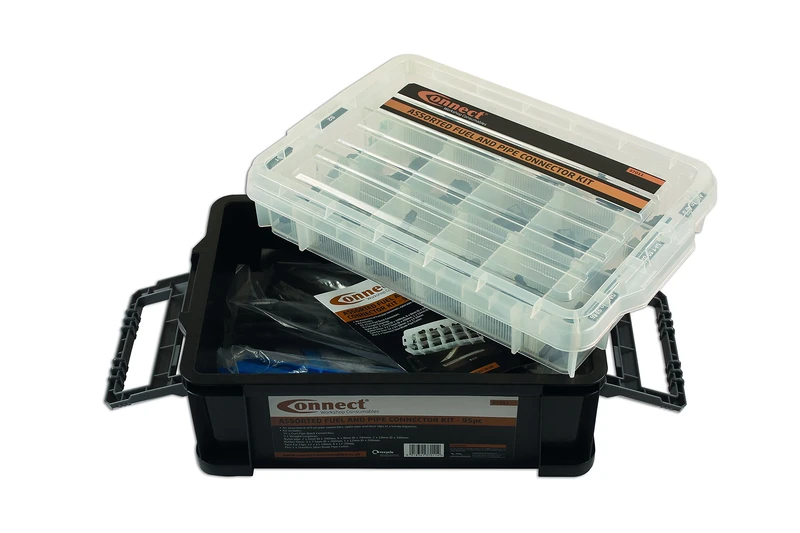 Connect 37199 Assorted Fuel & Pipe Connector Kit Including Tool, Black