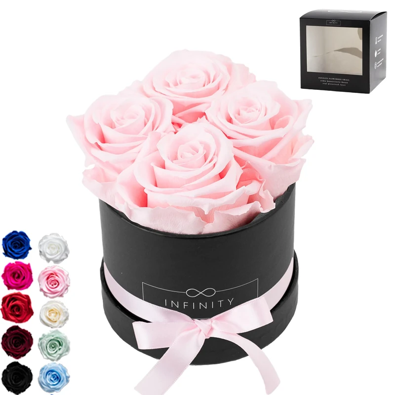 Infinity Flowerbox Small - 4 real preserved roses - Bridal Pink - lasts for years without water | the perfect present