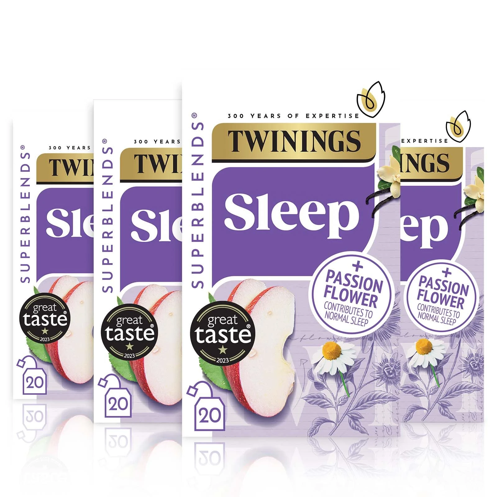 Twinings Superblends Sleep Tea - Spiced Apple & Vanilla Herbal Tea Infusion with Camomile & Passion Flower - 80 Biodegradable Tea Bags