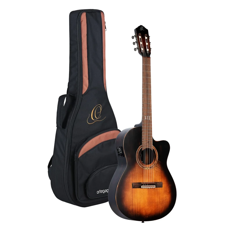 Ortega Guitars Classical Guitar Electro-Acoustic – Slim Neck, Thinline Body – The Private Room Series – Including Gig Bag – Solid Spruce / Mahogany, Multicolour (DSSUITE-C/E)