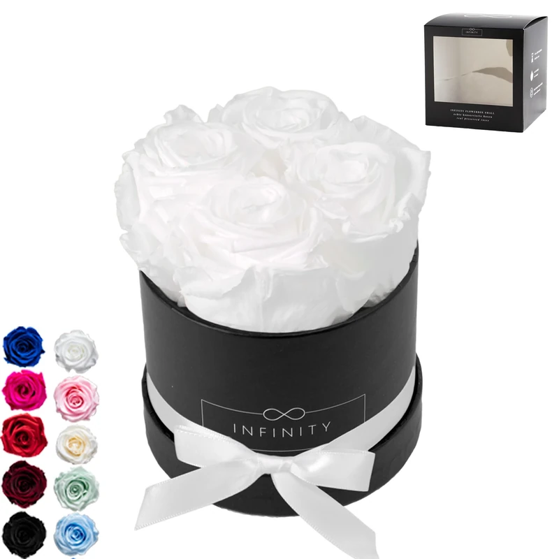 Infinity Flowerbox Preserved Rose, Card, Pure White, Small