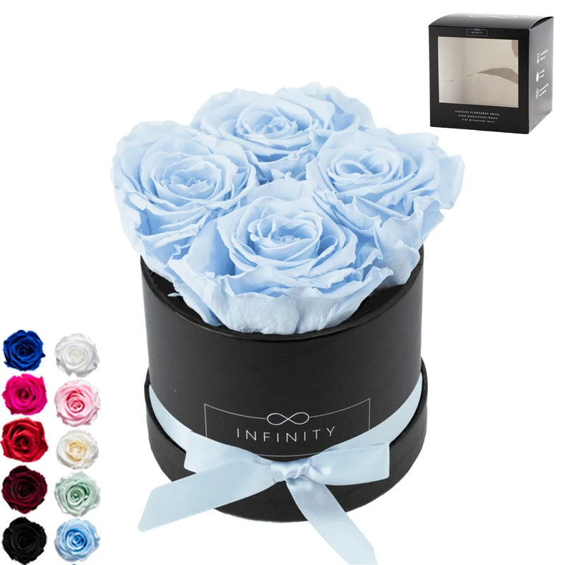 Infinity Flowerbox Small - 4 real preserved roses - Baby Blue - lasts for years without water | the perfect present