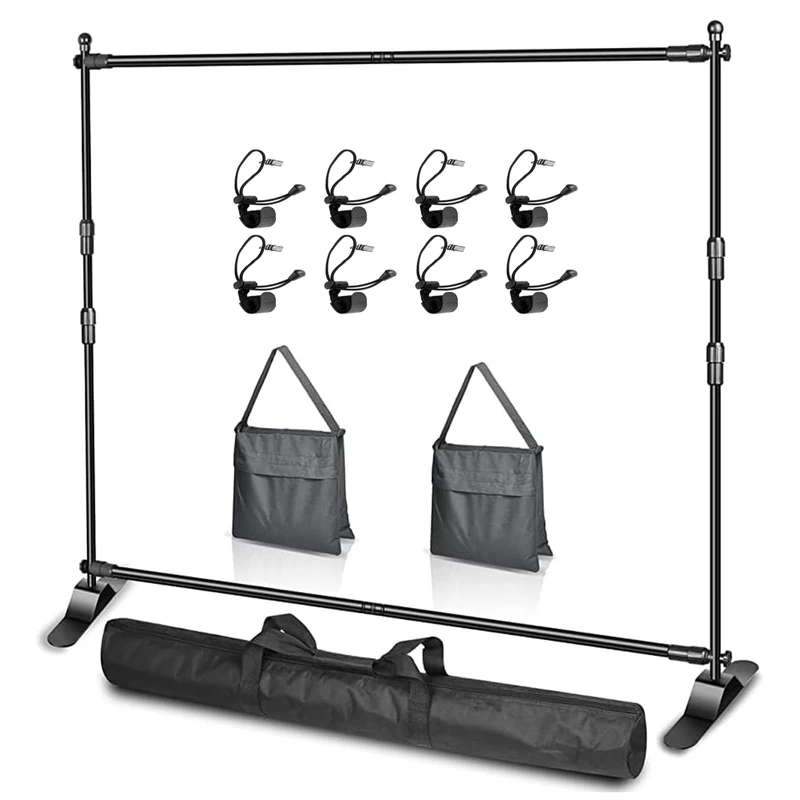 EMART 10 x 8ft/3x2.4m (W X H) Photo Backdrop Banner Stand Heavy Duty - Adjustable Telescopic Tube Trade Show Display Frame for Professional Photography Booth Background Support Kit