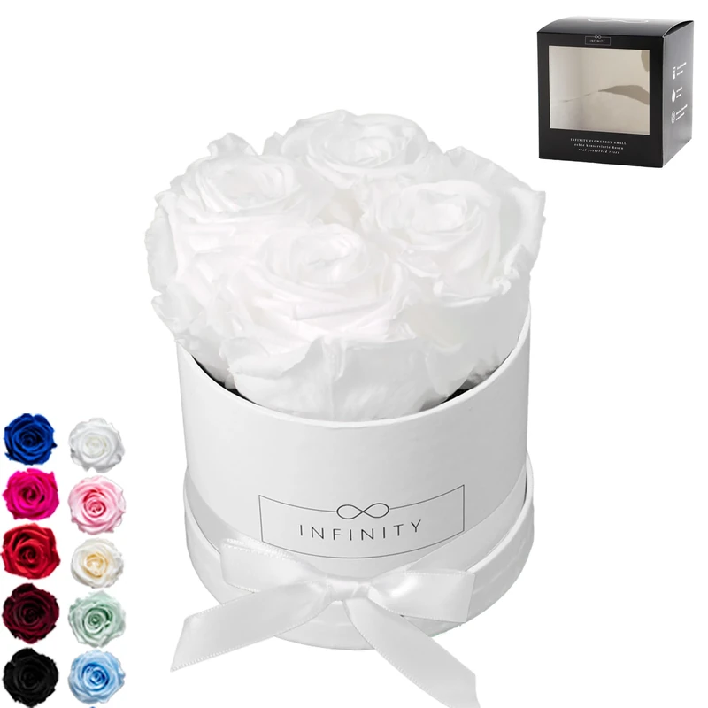 Infinity Flowerbox Preserved Rose, Card, Pure White, Small