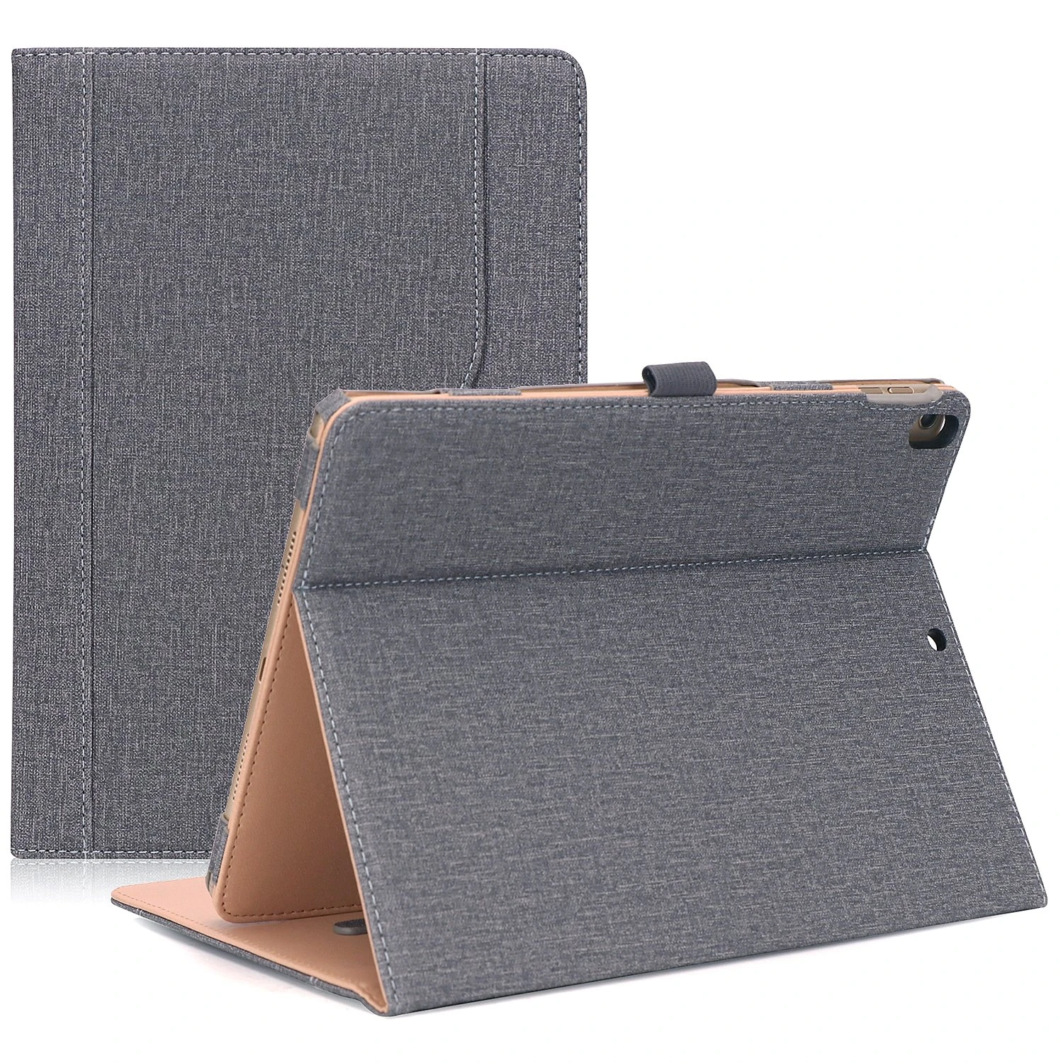 ProCase Case for iPad Air 10.5" (3rd Gen) 2019 / iPad Pro 10.5" 2017 (A1701 / A1709) with Pencil Holder - Premium PU Leather Stand Folio Protective Cover, with Document Pocket -Grey