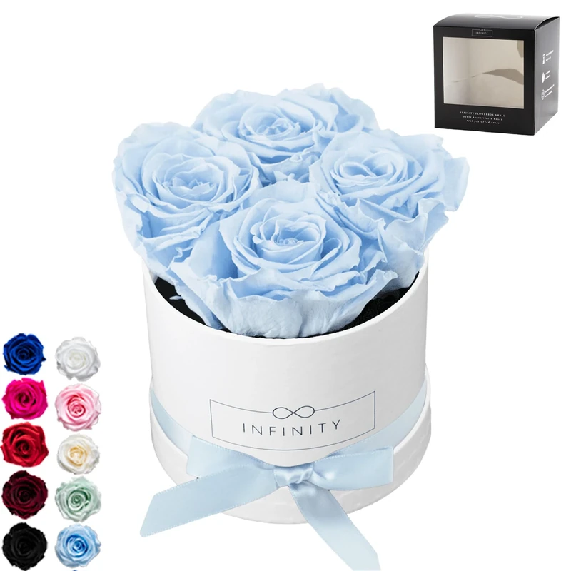 Infinity Flowerbox Preserved Rose, Card, Baby Blue, 10 x 10 x 10 cm