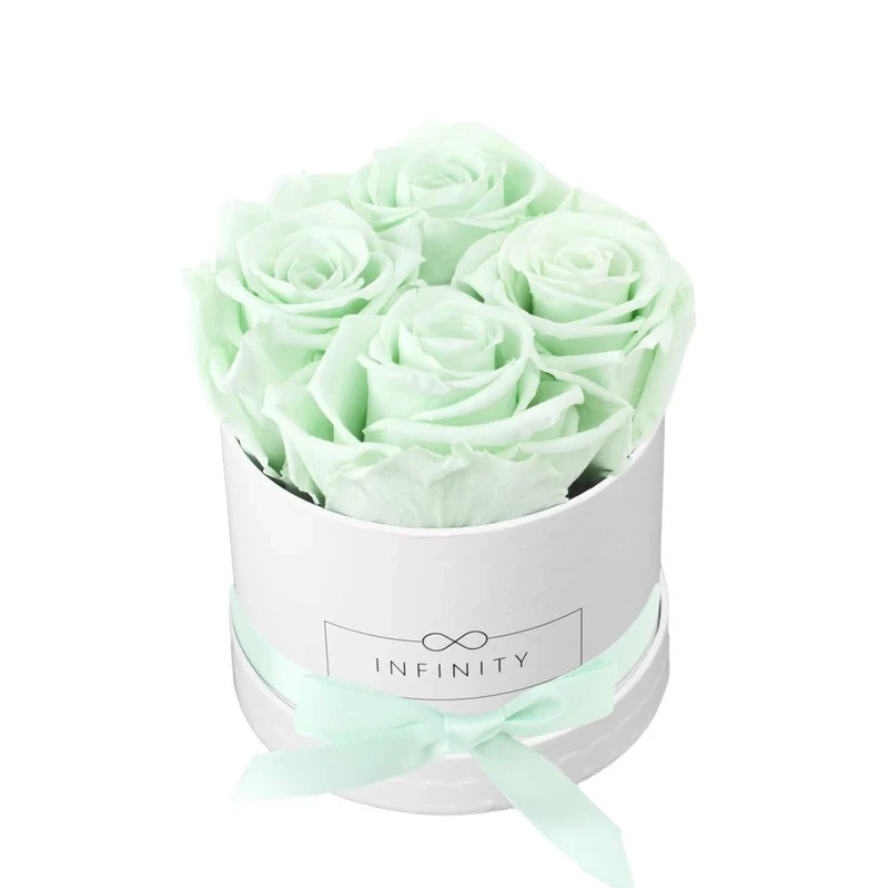 Infinity Flowerbox Small - 4 real preserved roses - Minty Green - lasts for years without water | the perfect present
