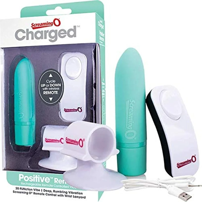Screaming O Charged Positive Rechargeable Remote Controlled Bullet Vibrator, Green