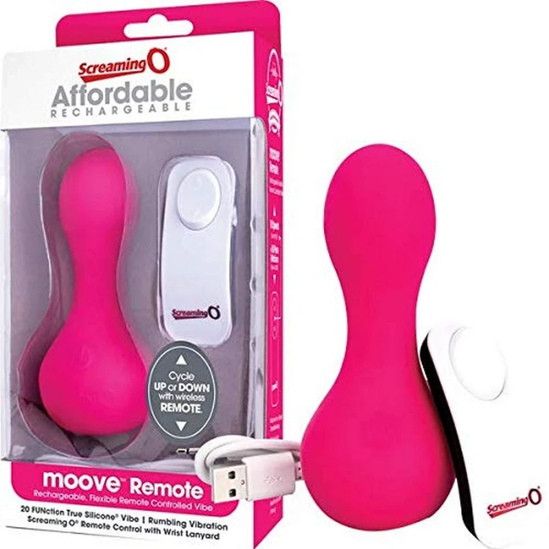 Screaming O Charged Moove Rechargeable Flexible Remote-Controlled Vibrator, Pink
