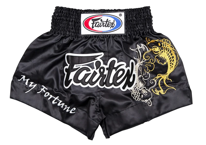 Fairtex Adult Unisex Muaythai Shorts - Black - XL (Waist: 36 inches) - 14.5 inches Length - Image 1