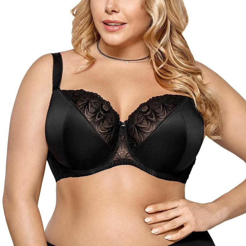 Gorsenia Underwired Lace Non Padded Bra K425 Casablanca, Black,40FF