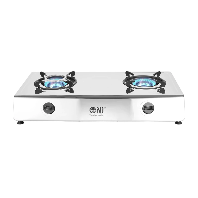 NJ-200 Camping Gas Stove - 2 Burner Portable Gas Hob LPG Cooker Stainless Steel Freestanding Table Top for Camp Garden Catering 8.8kW