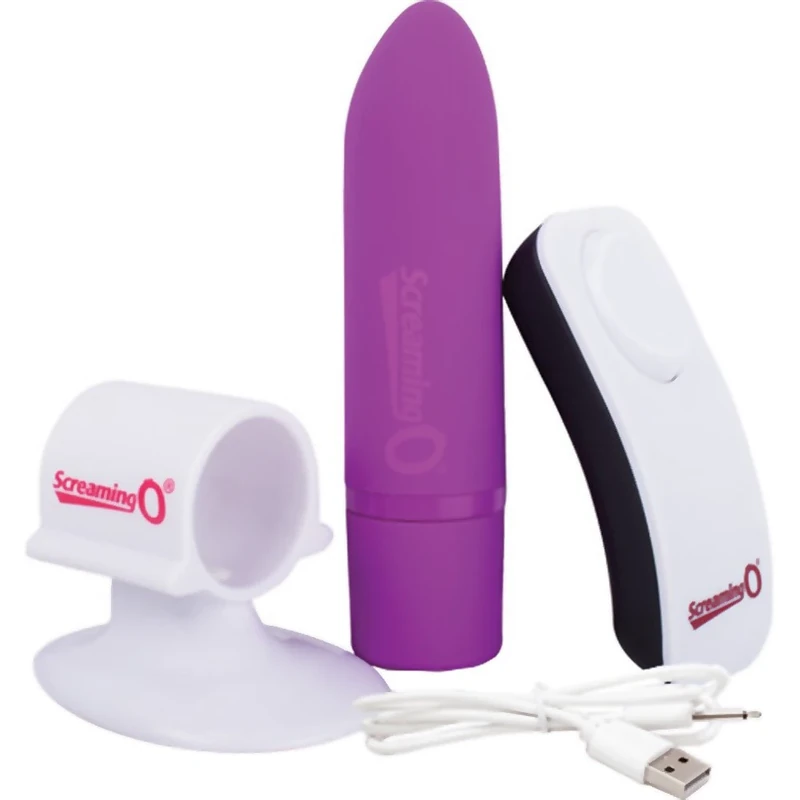Screaming O Charged Positive Rechargeable Remote Controlled Bullet Vibrator, Purple
