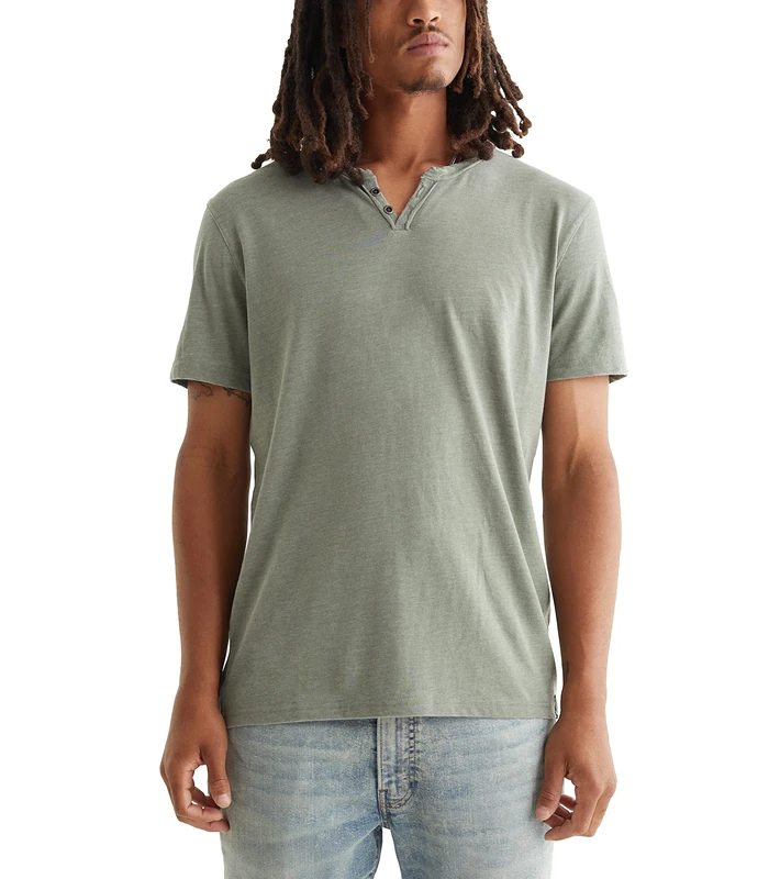 Lucky Brand Men's Venice Burnout Notch Neck Tee Shirt T, Laurel Wreath, XL