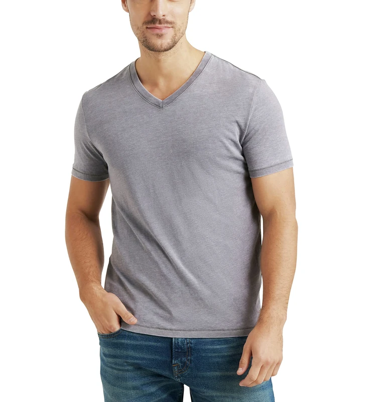 Lucky Brand Men's Venice Burnout V-neck Tee T Shirt, Frost Grey, M UK