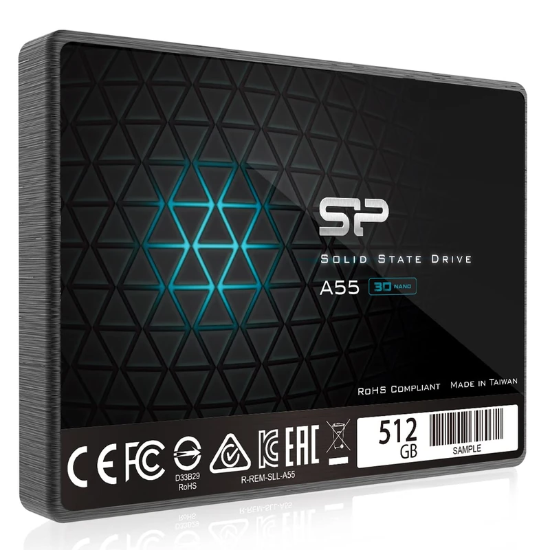 Silicon Power-512GB SSD 3D NAND A55 SLC Cache Performance Boost SATA III 2.5" 7mm (0.28") Internal Solid State Drive