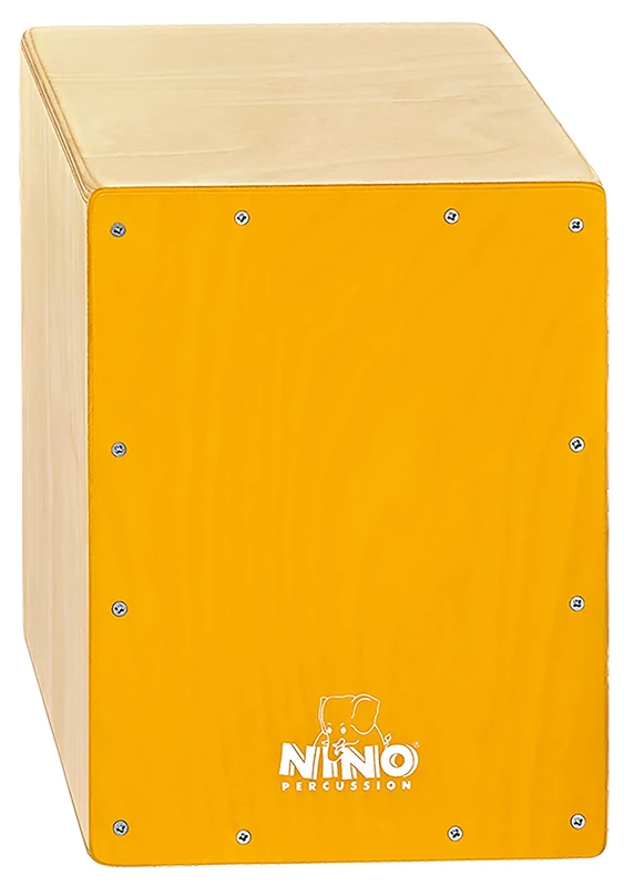 Nino Percussion Cajon Kids Instrument - Drum Box for Children from 4 Years - Musical Instrument - Playing Surface Baltic Birch, Yellow (NINO950Y)