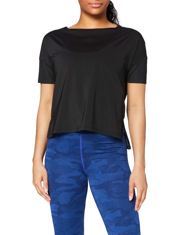 Reebok Perforated Tee – Women's T-Shirt, Womens, T-Shirt, CF3315_Negro_XS, Black, XS - Image 1