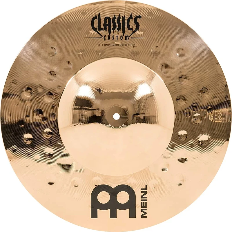 Meinl Cymbals Classics Custom Extreme Metal Big Bell Ride Cymbal 18 inch (Video) for Drum Set (45,72cm) B12 Bronze, Brilliant Finish, Made in Germany (CC18EMBBR-B)