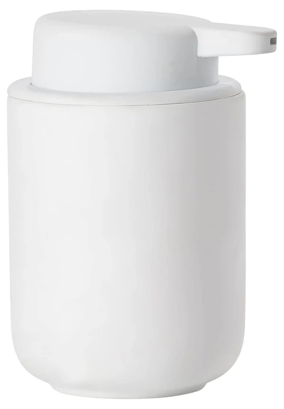 Zone Denmark Ume Soap Dispenser for Liquid Soap, Stoneware/Ceramic with Soft Touch Coating, Scandinavian Design, 250 ml, Height 12.8 cm, White